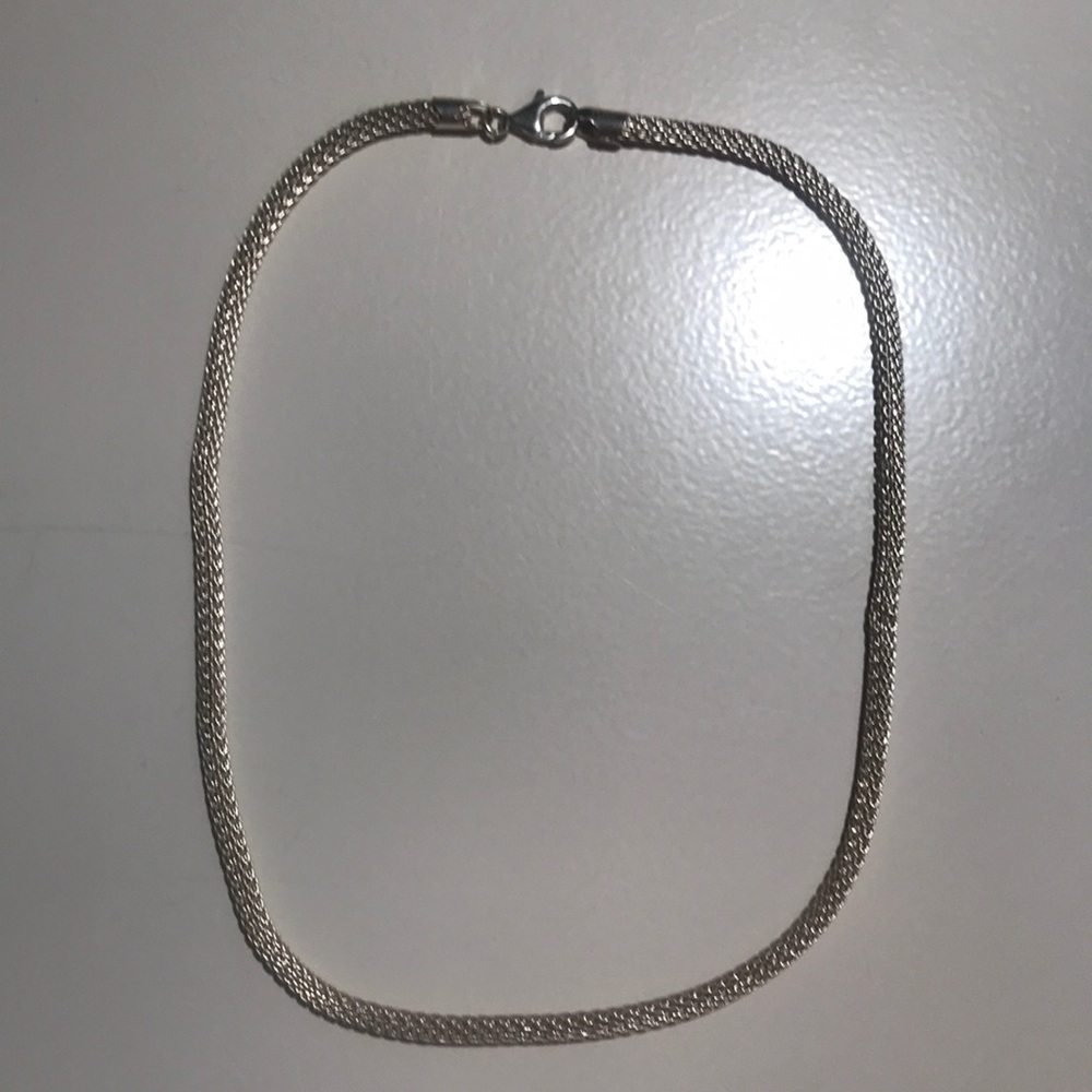 Italian Sterling Silver Mesh Woven Chain Necklace
